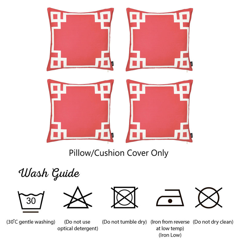Red and White Geometric Euro Throw Pillow Covers, Set of 4