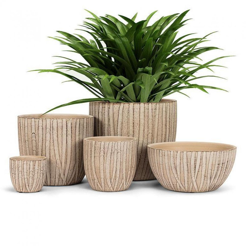 Cache-pot en terre cuite Ancona, H 4,5 po x l 9 po x P 9 po