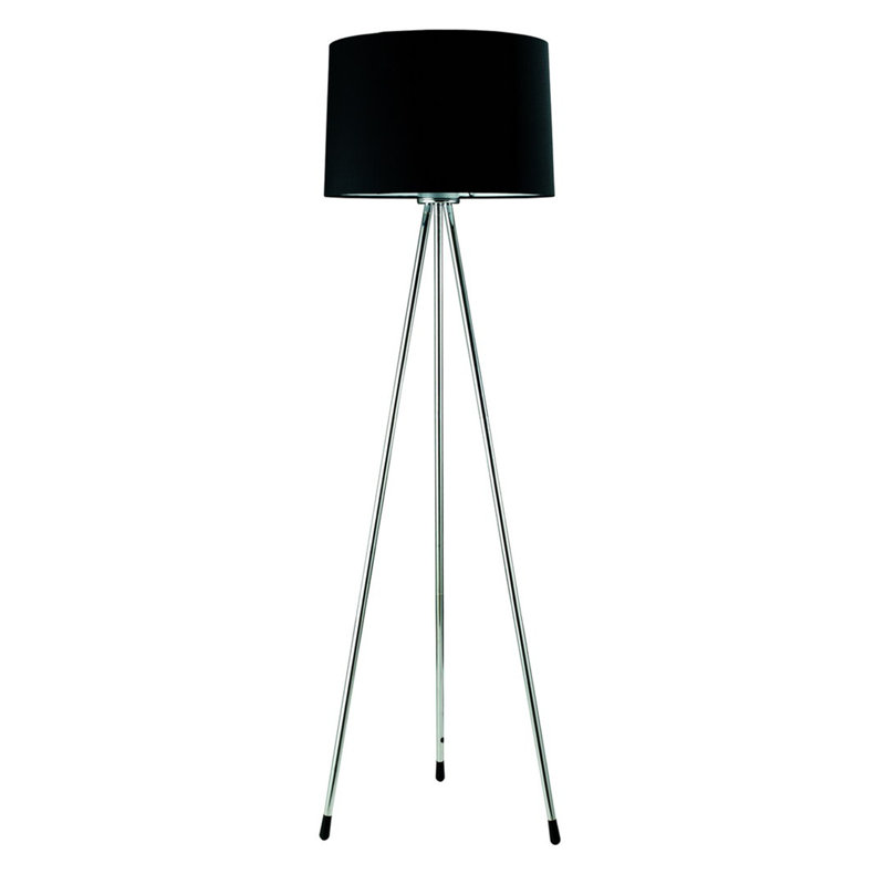 59" Tall Metal Floor Lamp, Black, Black