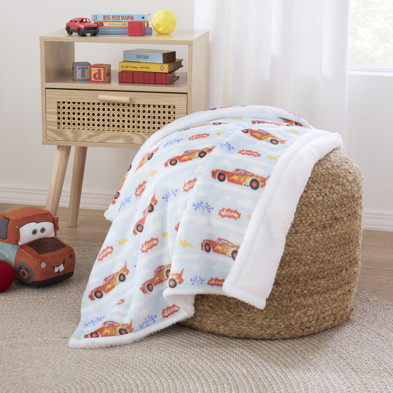 Couverture pour bébé en sherpa super doux NoJo Disney Cars Lightning McQueen - rouge, bleu clair