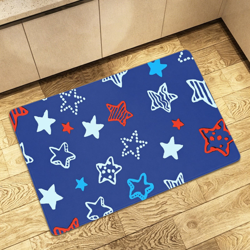 Tapis bleu marine Doodle