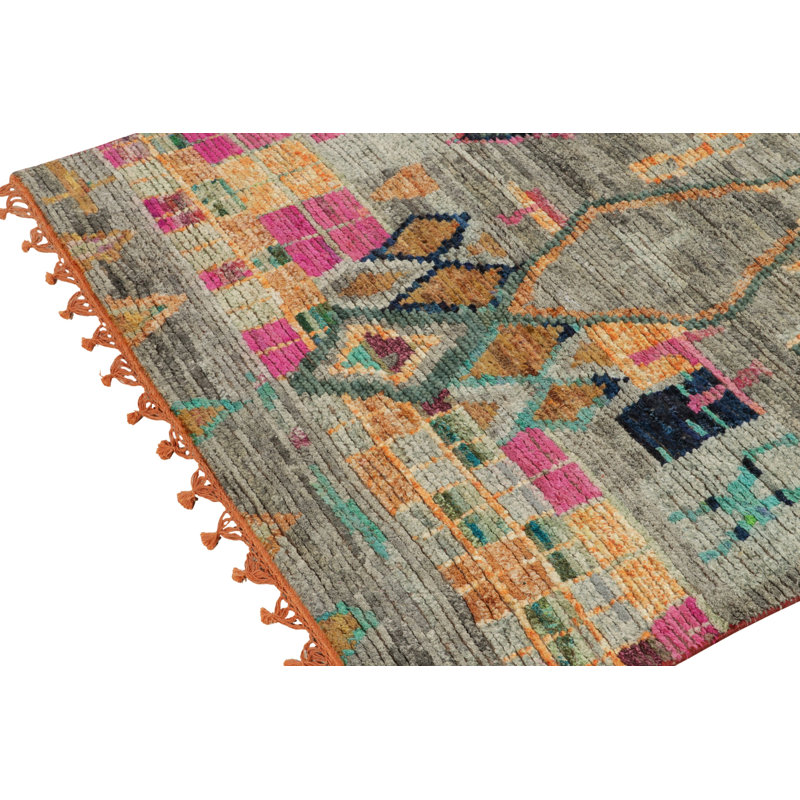 Moroccan Hand Knotted Area Rug, Rectangle 8' x 10'