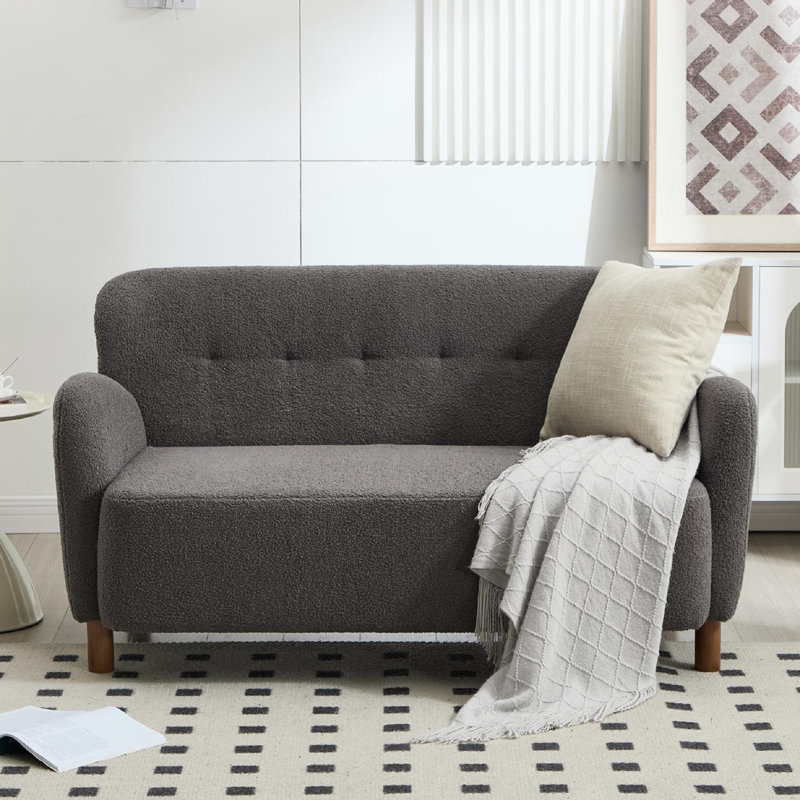 59'' W Modern Upholstery Teddy Sofa Loveseat, Gray