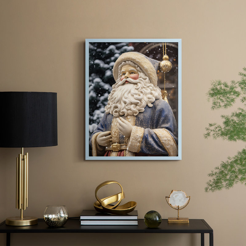 «Christmas Holiday Art DII», reproduction encadrée - bois massif, Bleu, H 11 po x l 9 po
