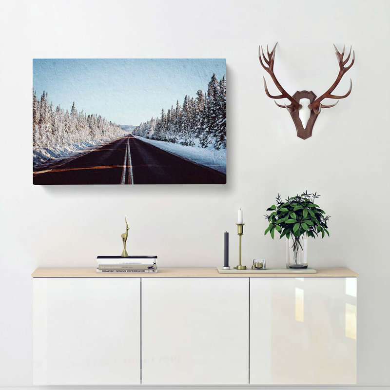 Road Through A Forest In Canada - Wrapped Canvas Print, 50cm H x 76cm W x 3cm D