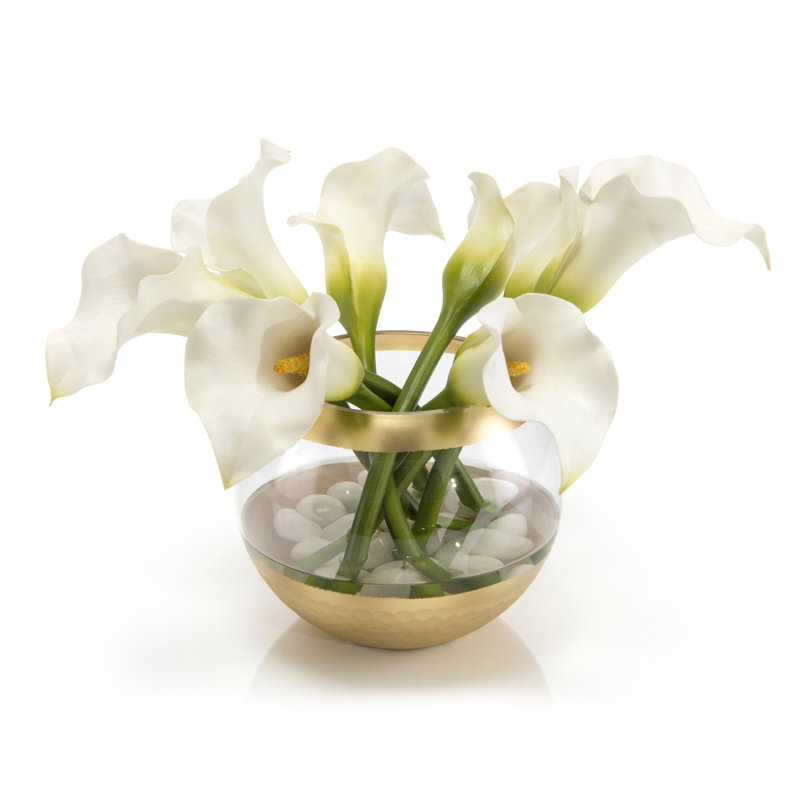 Callas 11'' Faux Flowering Branch in Glass Pot