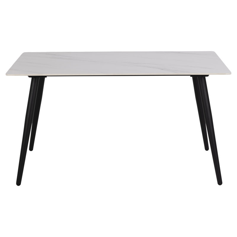Nicky Stone Top Metal Base Dining Table, White