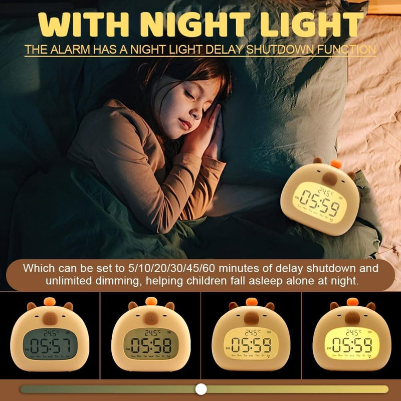 Digital Electric Alarm Tabletop Clock Brown