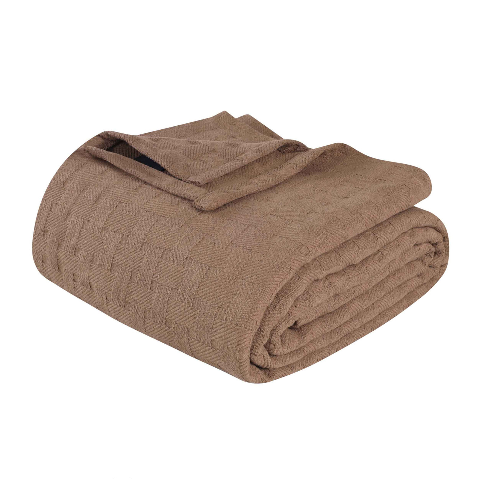 Bertie Cotton Machine Woven Throw Blanket, Taupe, Twin