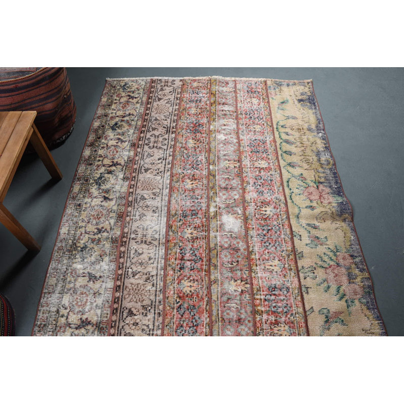 Tapis Boho, tapis brun Anatolian, tapis 4,4 x 7,3 pi, tapis rétro, tapis tissé à plat, tapis turc