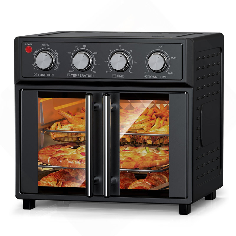Plumchef 26QT Large Capacity French Double-Door Air Fryer Convection Toaster Oven, 1700W, 7 Preset Menus, 7-In-1 Multi-Function For Bake, Roast, Grill, Toast, Dehydrate& Defrost, Stainless Steel