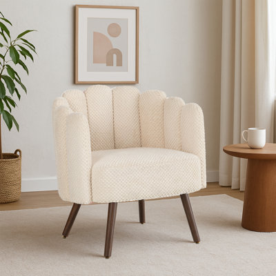  Petal Upholstered Tufted Accent Chair with Heart-shaped Cushion
