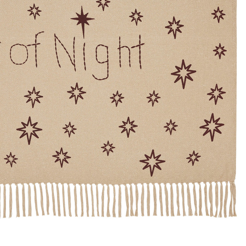 Star of Wonder Tan and Burgundy Cotton Woven Throw Blanket 50x60