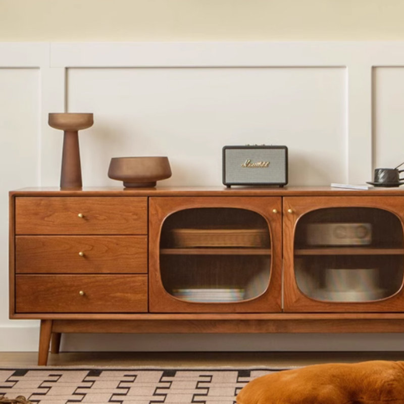 Retro style solid wood design sense TV cabinet