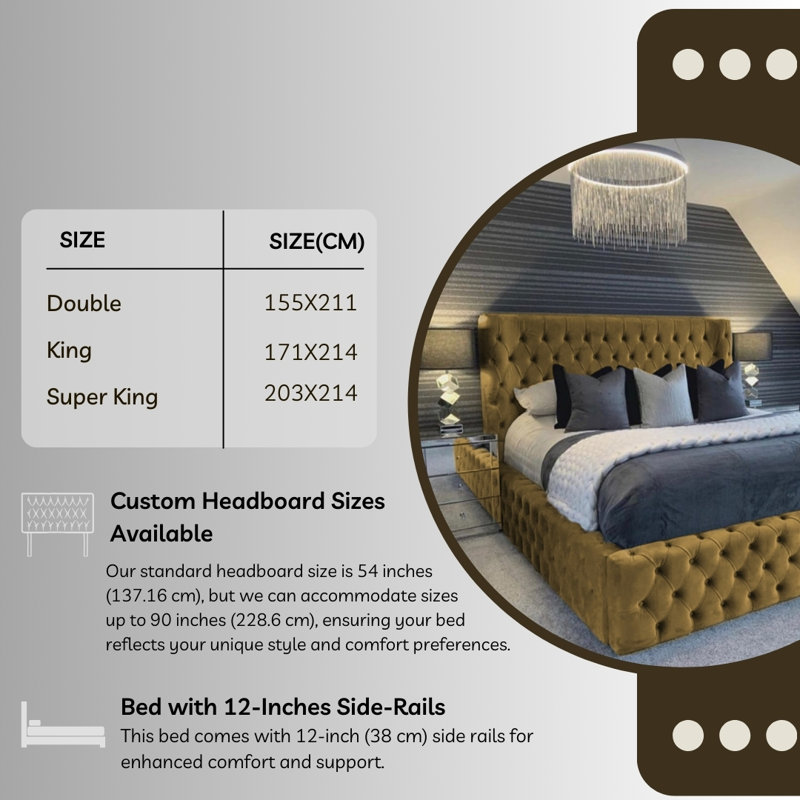 Aliyannah Upholstered Ottoman Storage Bed, Mink, Kingsize (5')