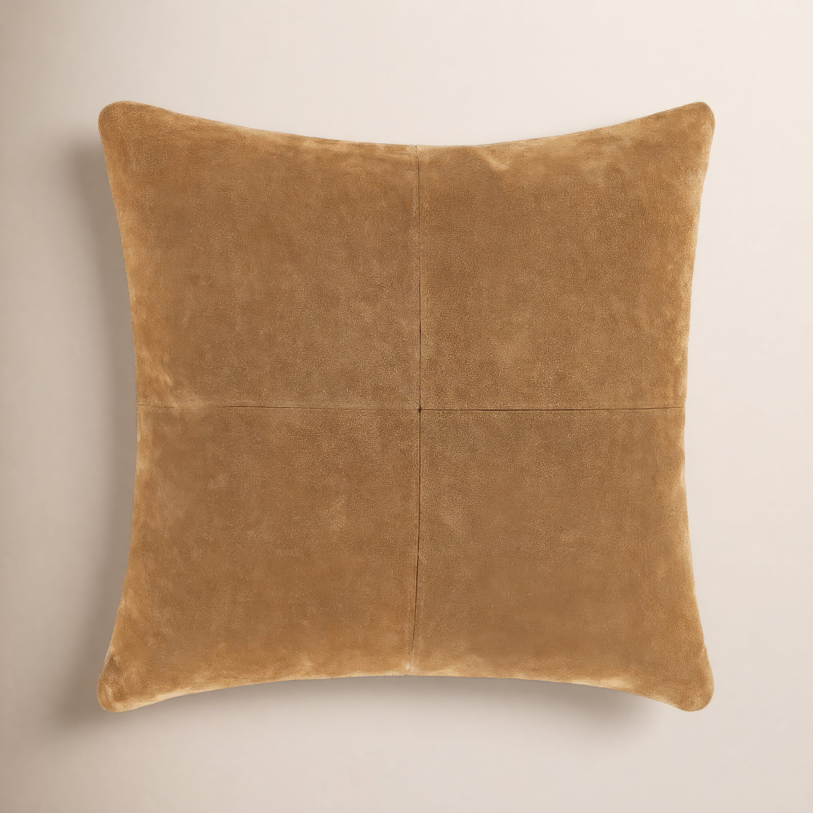 Barina Leather/Suede Pillow Cover, Camel, Down