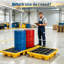 2 Drum Spill Containment Pallet with Drain 51.2 x 26.8 x 5.9 Inch PP Heavy-Duty Leakproof Tray 5000 Lbs Weight Capacity 2-Way Forkliftable Detachable Design No Pallet Jack