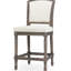 26-Inch Bar Stool, Weathered Gray, Gray Upholstered Seat And Back, Textured , For Pub Card Table Counter-Height Seat, Kitchen Gaming Area