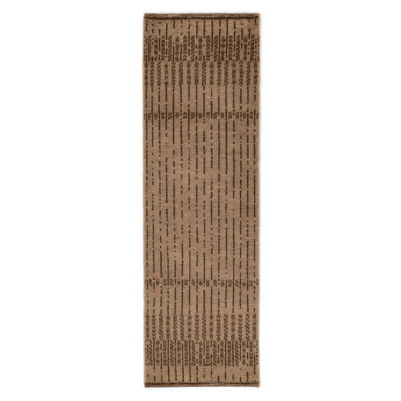 Villa Hand Knotted Wool Indoor Rug, Brown, 2'6x8'