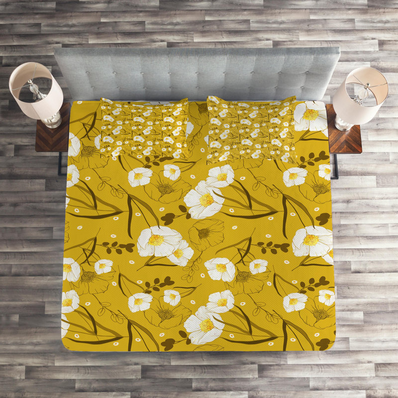 Bunny Polyester Floral Coverlet, King Bedspread + 2 Shams