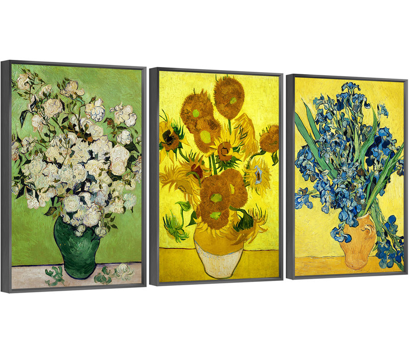 Art mural encadré en aluminium Van Gogh, H 16,3 po x l 36,3 po x P 1,65 po, Noir