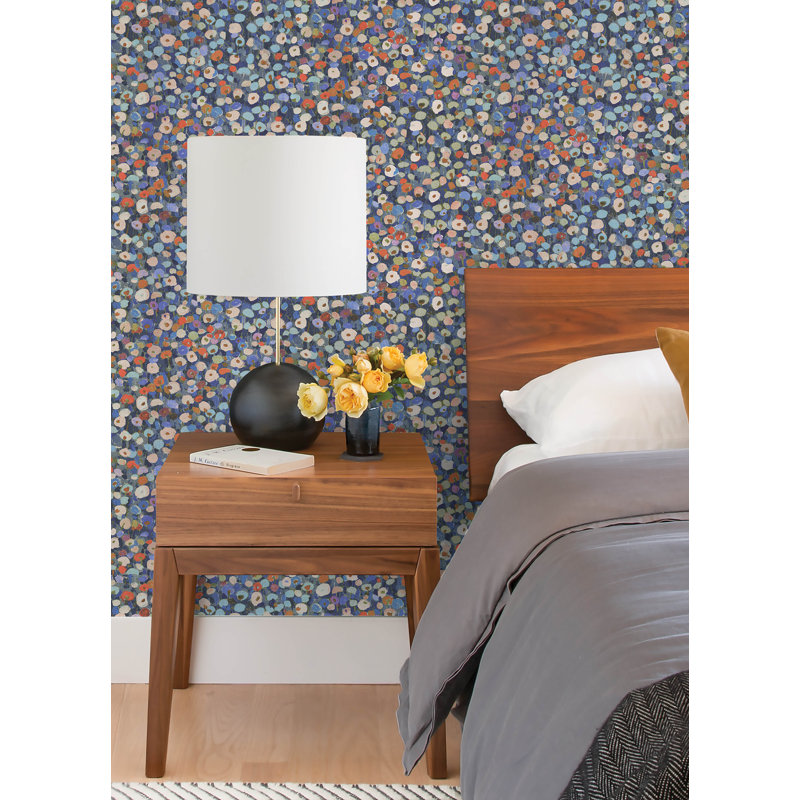 Papier peint floral bleu Prato Petite, Bleu