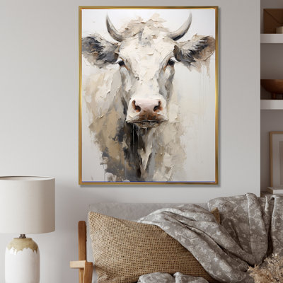 Portrait de vache minimaliste beige - impression
