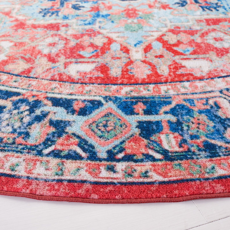Daubert Oriental Navy/Red Area Rug, Rectangle 8' x 10'