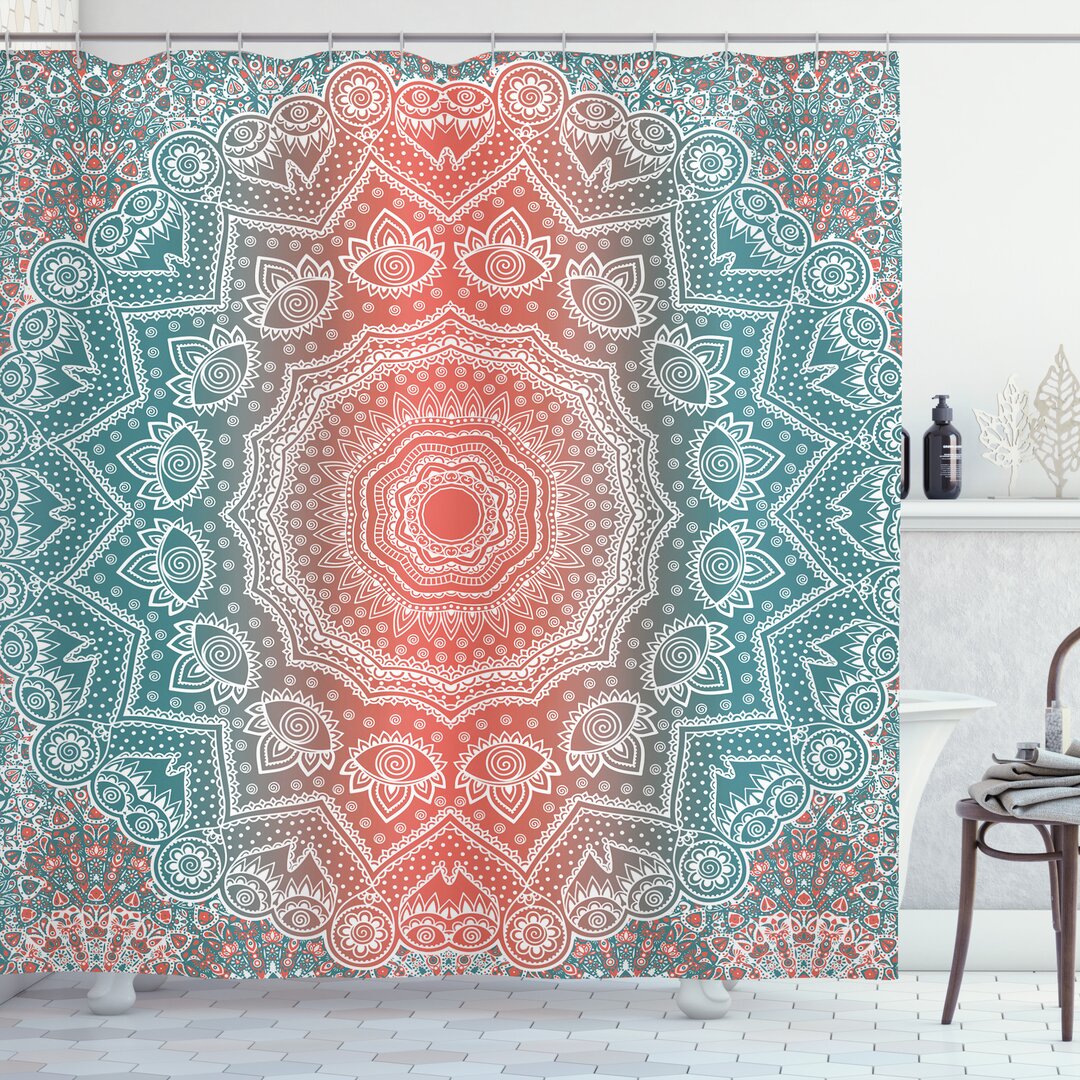 Duschvorhang, moderne Mandala, Coral und Teal, Coral Teal