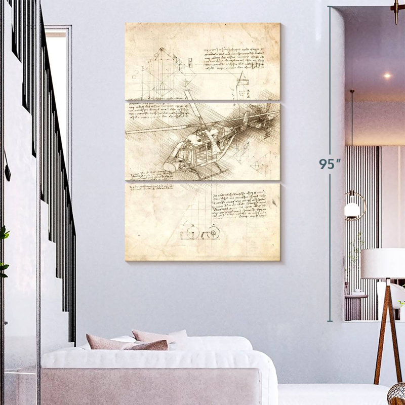 Mehar Helicopter Blueprint, 74" H x 48" W