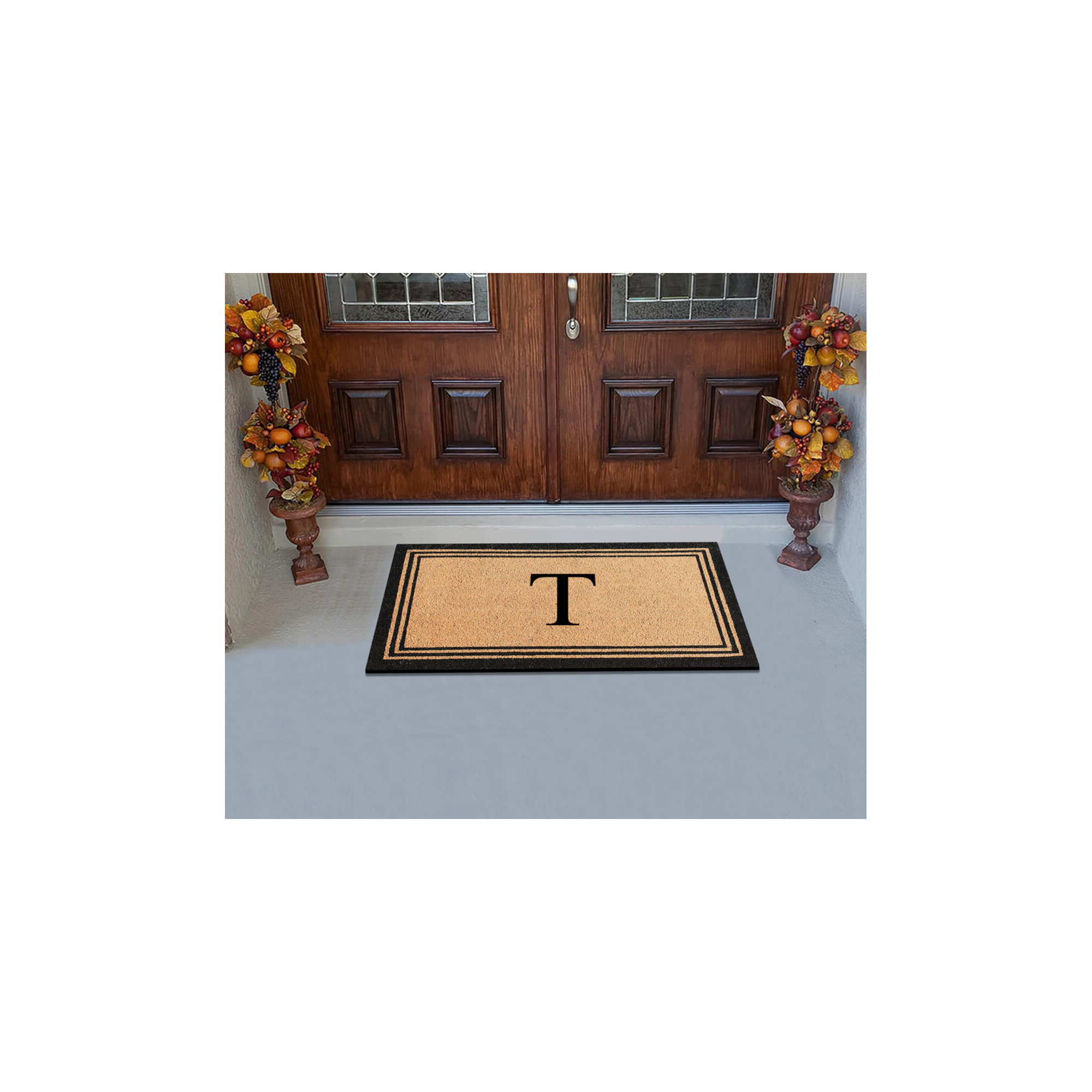 DeHond Pure Natural Coir Non-Slip Outdoor Door Mat, T, 24" X 39"