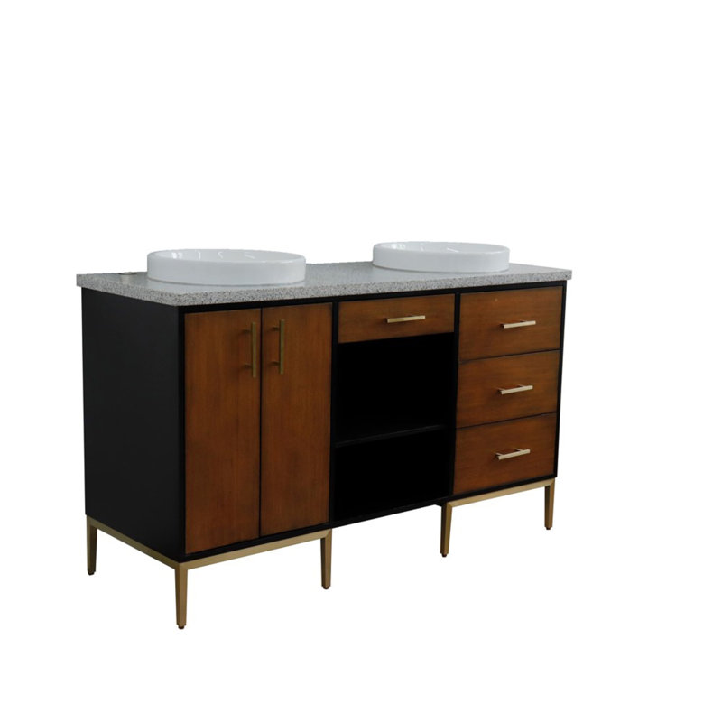 Ensemble de meuble-lavabo double 61 ", gris
