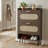 Wicker Concealed Shoe Cabinet, Walnut Color, 2 Flip-Top Drawers, Narrow Freestanding Cabinet, Suitable For Entryway, Hallway, And Living Room.-45210318