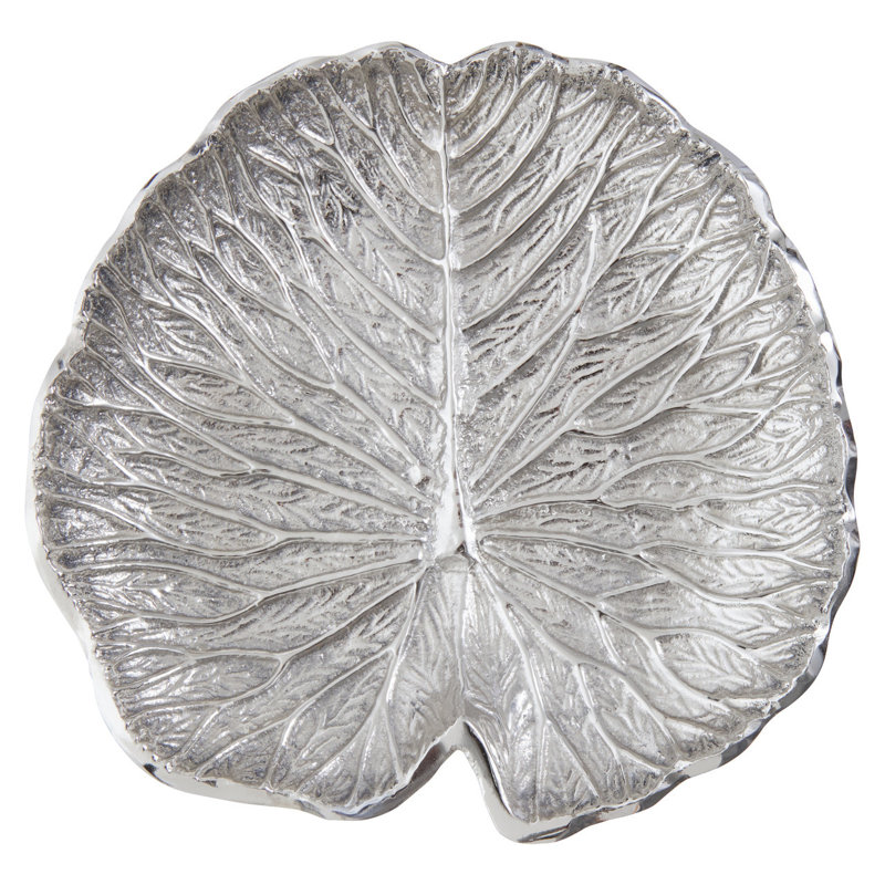 Richy Metal Decorative Plate 1, 3cm H x 23cm W x 22cm D, Silver