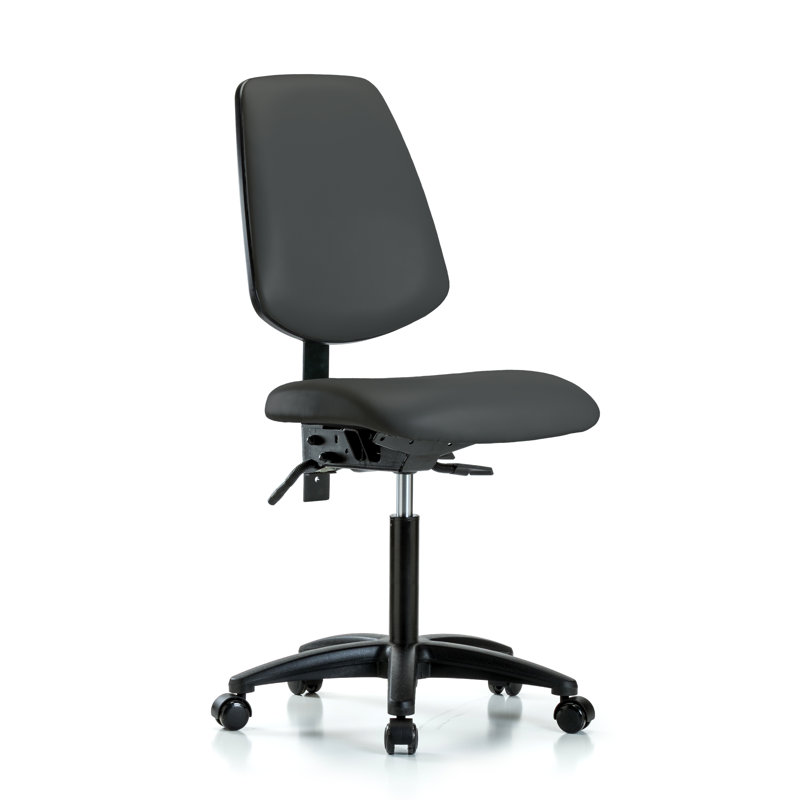Vinyl Task Chair, Casters, Charcoal, Included
