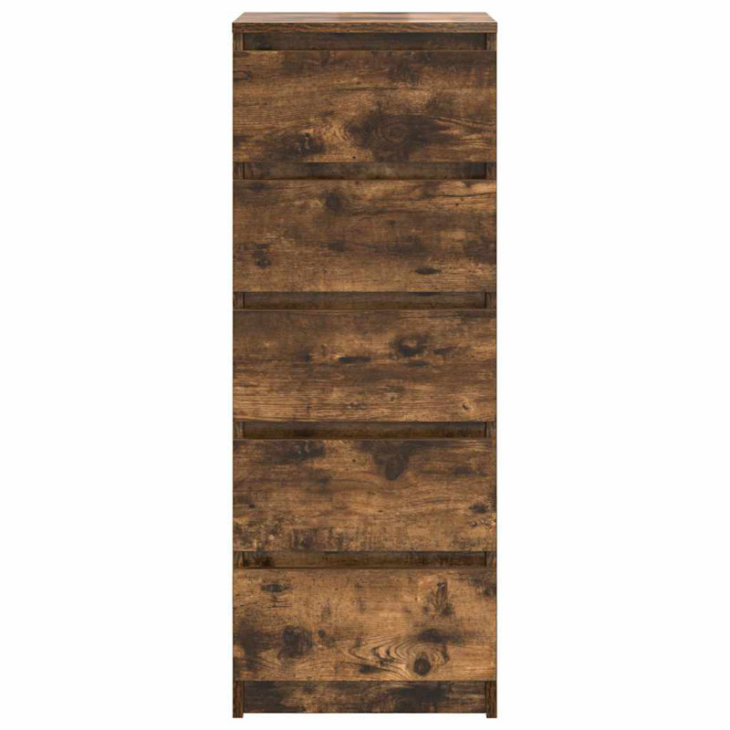 Sideboard With Drawers 37.5X35x99 Cm Engineered Wood, Smoked Oak