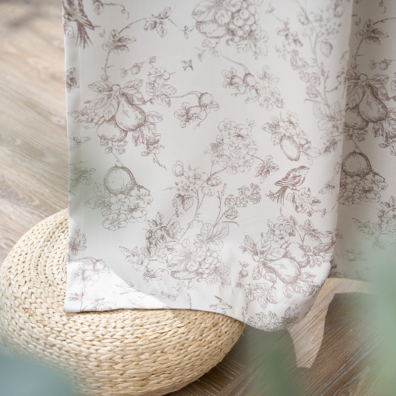 Blackout Floral Rod Pocket Curtains, Floral Taupe, 52" W x 96" L
