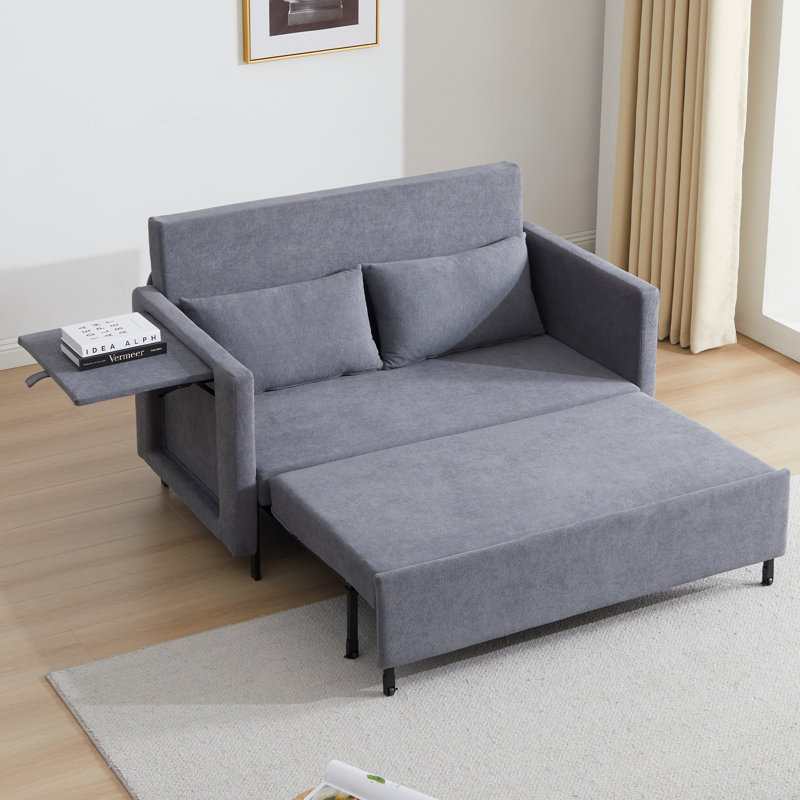 51.18'' Upholstered Reclining Sleeper Sofa, Gray