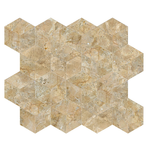 Hexagon Gold Yellow Beige Marble, Natural Marble, For Wall And Floor, Polished Marble Tile, Natural Stone, 1 Box 12 Pcs