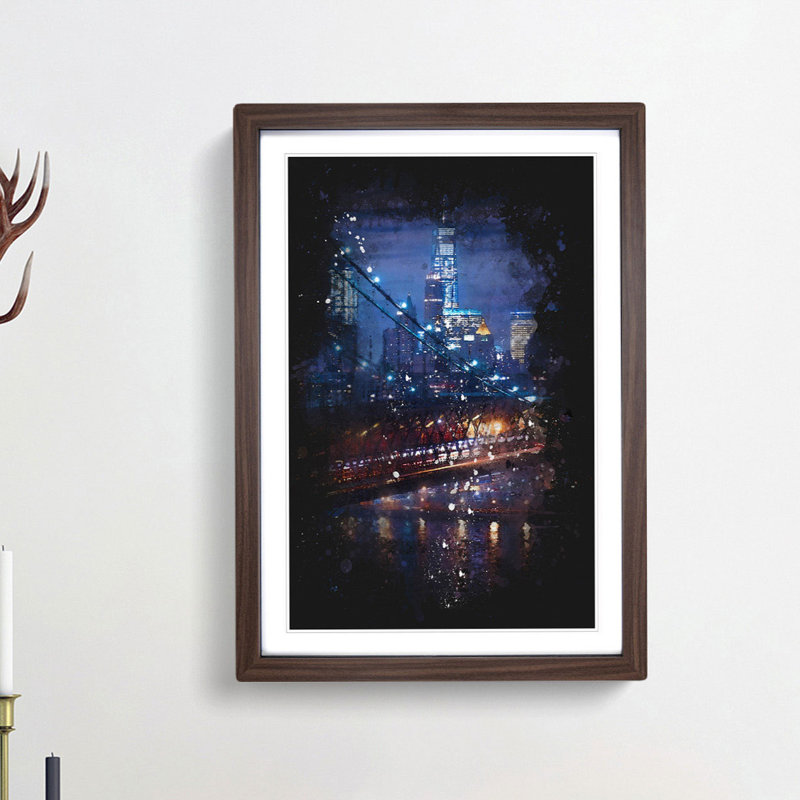 View of New York City - Framed Print, 33cm H x 24cm W x 2cm D, Walnut Framed