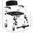 Shower Wheelchair With 4 Castor Wheels, 17" Seat Width, Black, Waterproof, Rectangle Bucket For Mobility Rolling Padded , Detachable Disabled