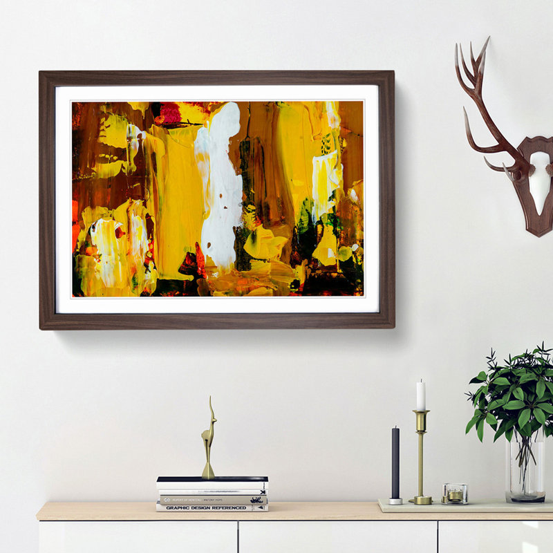 Abstract Art Painting Vol.245 by S.Johnson - Picture Frame Painting Print, 27cm H x 36cm W x 2cm D, Walnut Framed