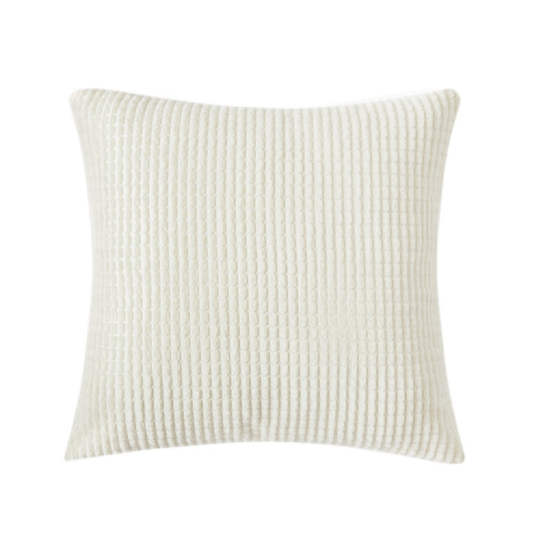 Coussin en velours côtelé doux, Crème, 22 po x 22 po