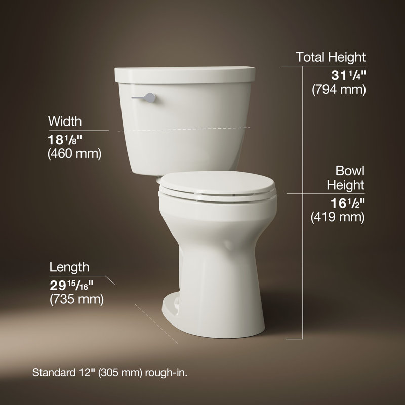 Cimarron® Two-Piece Elongated Toilet, 1.28 Gpf, Biscuit