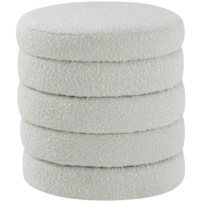 Amy-Claire Upholstered Ottoman, Cream Boucle Fabric