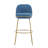 Gold Finished Metal Upholstered Barstool With Blue Upholstery(2PCS Sets)