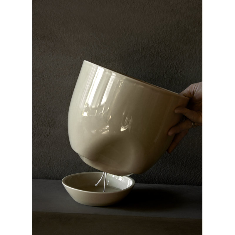 Meira Ceramic Planter, Ashen, 7.8" H x 7.8" W x 7.8" D