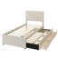 Lit plateforme simple tapissier en lin - Comprend un lit gigogne et 3 tiroirs de rangement