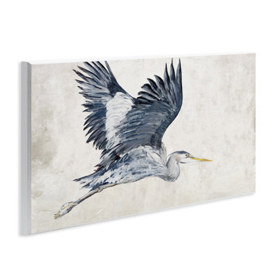 Gliding Heron Bird in Neutrals Wall Plaque Art, design by Jacob Q