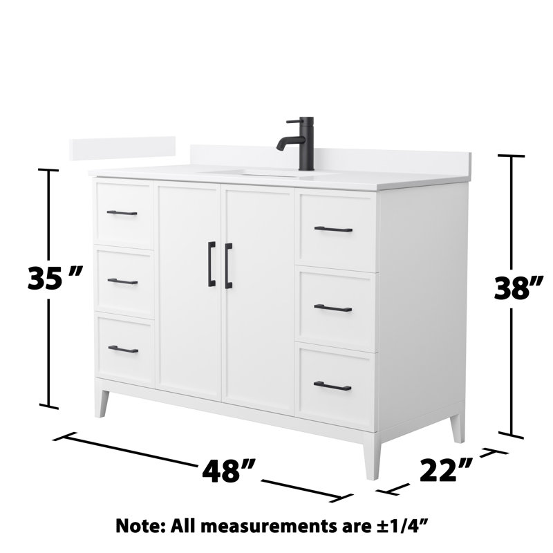 Elan 48'' W Vanity, Matte Black, White, White Cultured Marble